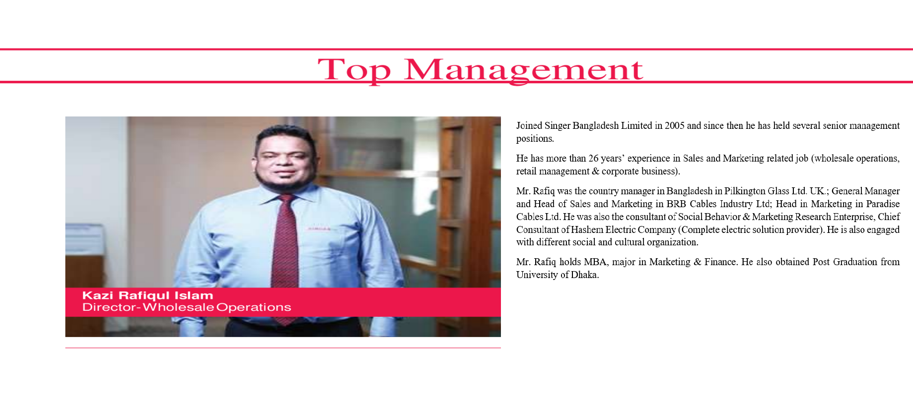 Top Managenment | SingerBD